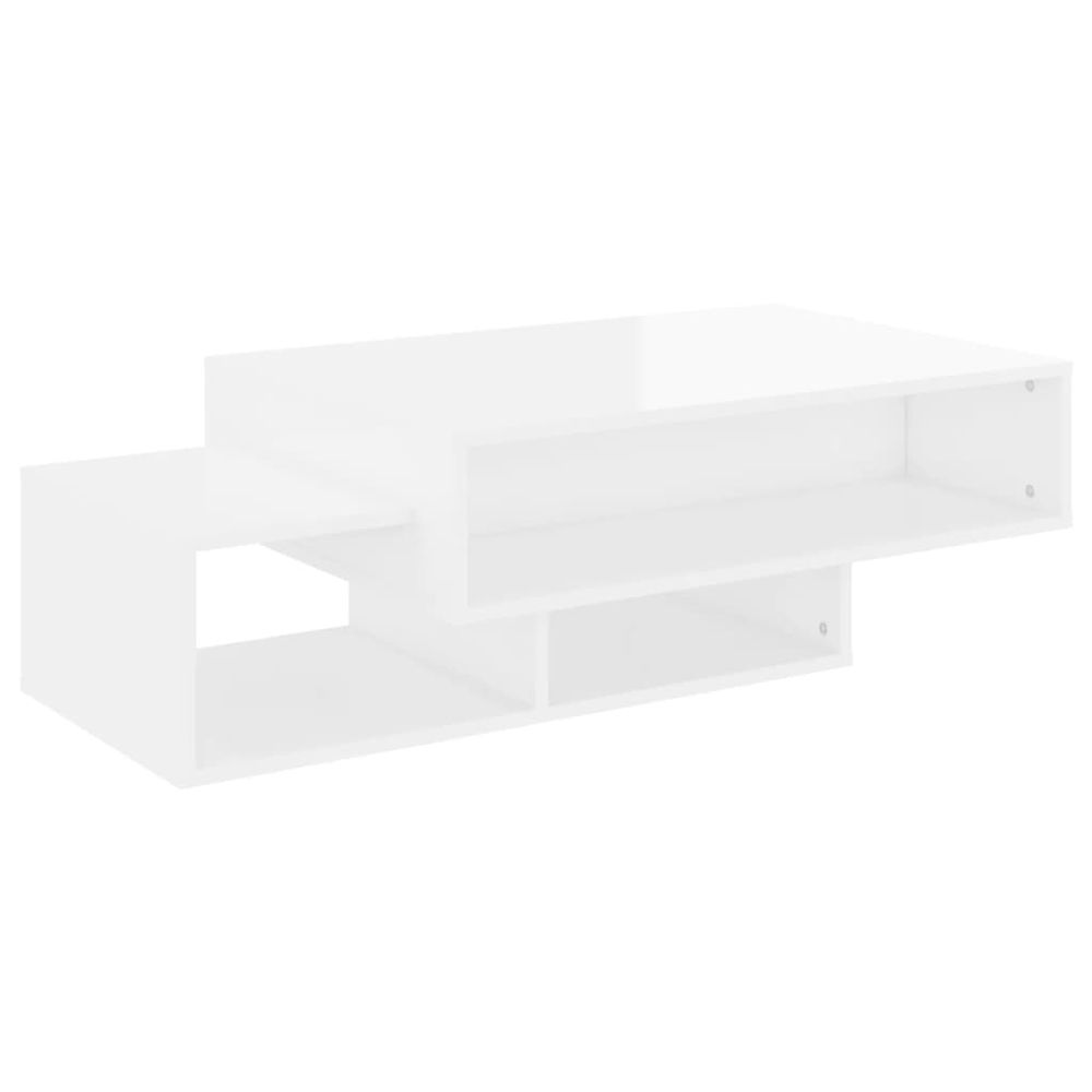 Vidaxl Konferenčný stolík lesklý biely 105x55x32 cm drevotrieska